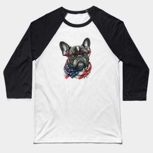 Patriotic French Bulldog Baseball T-Shirt